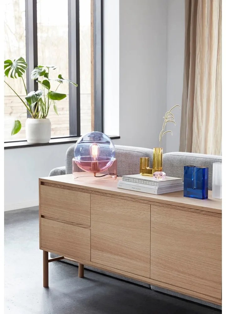 Vază din sticlă Hübsch Sena, înălțime 12 cm, albastru