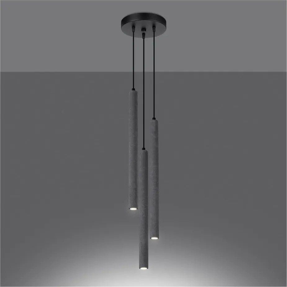 Lustră gri din beton ø 19,5 cm Fideus – Sollux