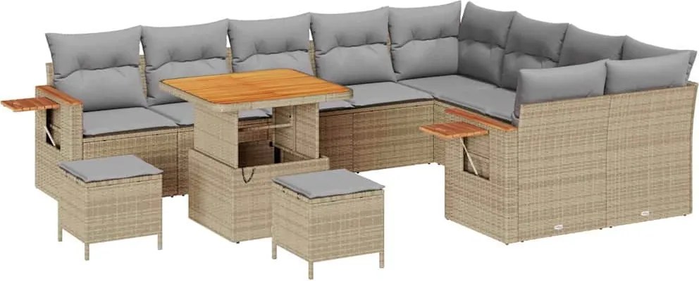 vidaXL Set de canapele pentru grădină 13 pcs Beige și gri deschis