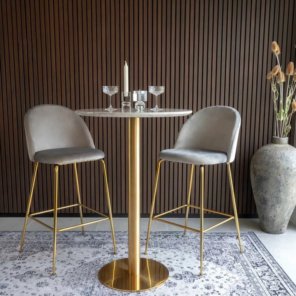 Masă de bar rotundă cu blat cu aspect de marmură ø 70 cm Bolzano – House Nordic