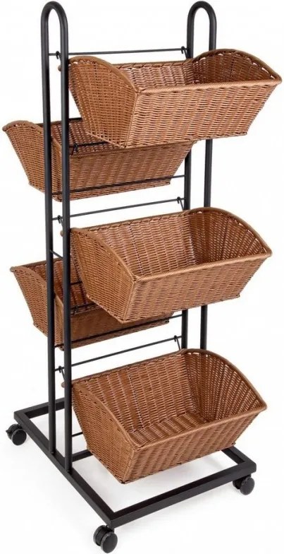 Raft cu 5 cosuri si roti design industrial CLAIRE 0721259 BZ