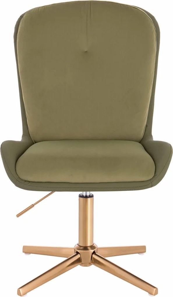 HR690CROSS Scaun Velvet&amp;soft Piele Pu Măsline/Khaki Bază Aurie