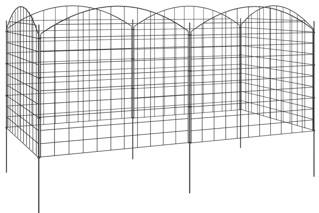 Outsunny Gard de grădină din metal gard decorativ set de 6 pentru legume margine de aleie 460 x 97 cm negru | Aosom Romania
