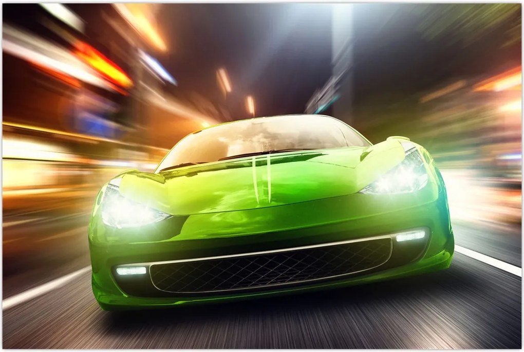 Tablou - Mașină de curse verde (90x60 cm)