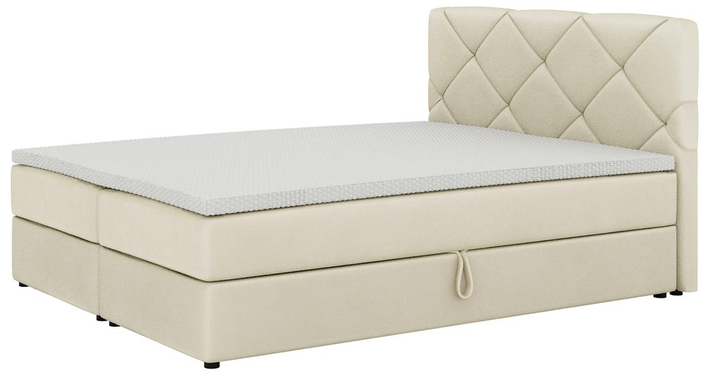 Pat matrimonial Boxspring 160x200 cm Karum (Bej) (cu somieră și saltea). 1007779