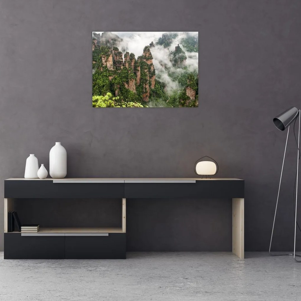 Tablou pe sticlă - Parcul Național Zhangjiajie, China (70x50 cm)