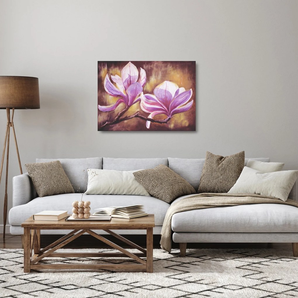 Tablou pe sticlă - Flori de magnolie (70x50 cm)