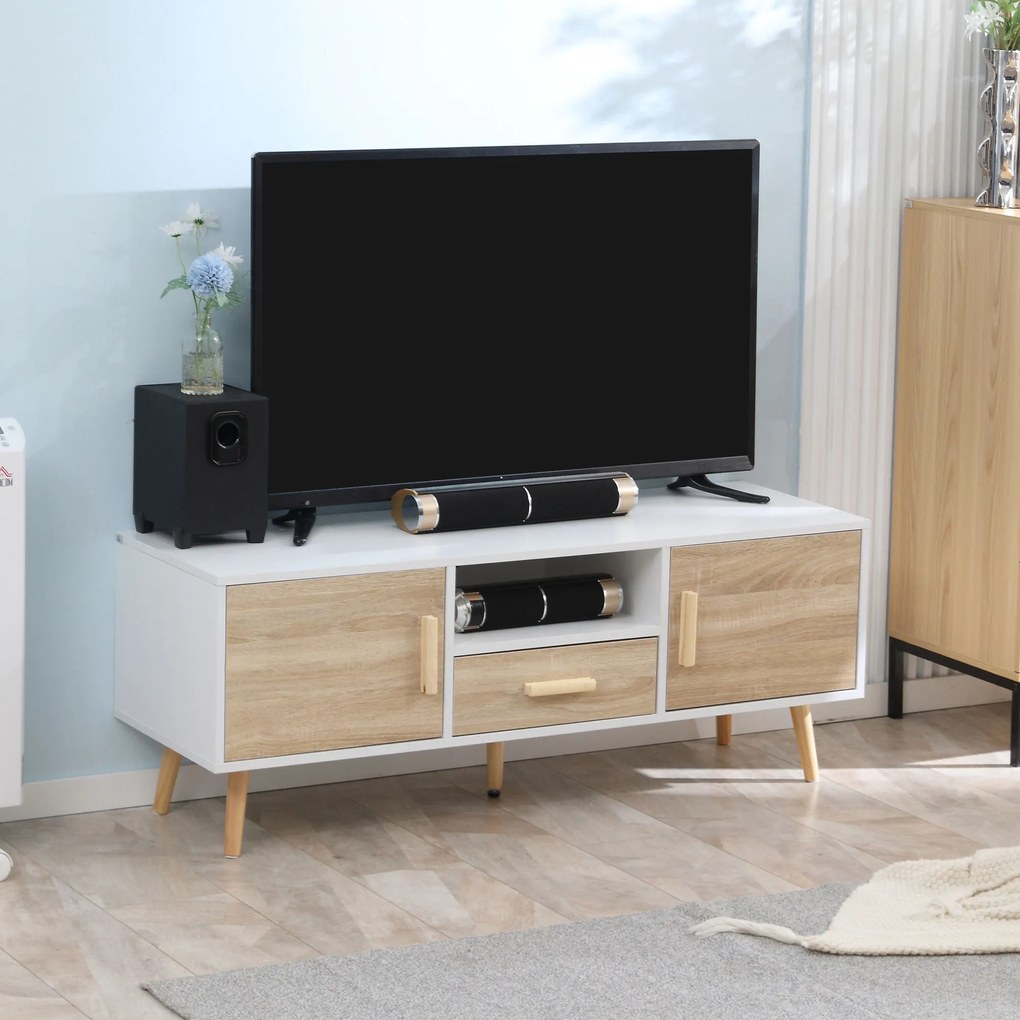 HOMCOM Mobilier TV Modern cu Dulapuri și Sertar pentru Televizoare până la 46", Living sau Dormitor | Aosom Romania