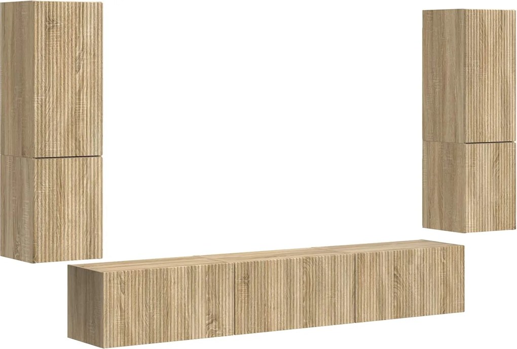 vidaXL Set comodă TV Pe perete 4 pcs Stejar Sonoma Lemn compozit