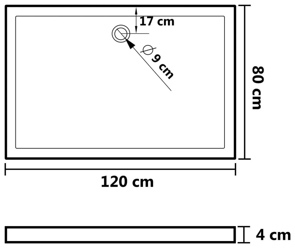 Cadita de dus dreptunghiulara din ABS, alb, 80x120 cm Alb, 80 x 120 cm