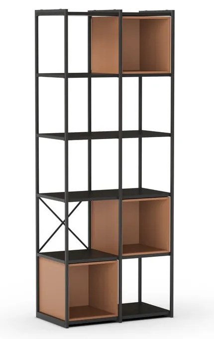 Bibliotecă neagră/cărămizie 71x179 cm Anya – Marckeric