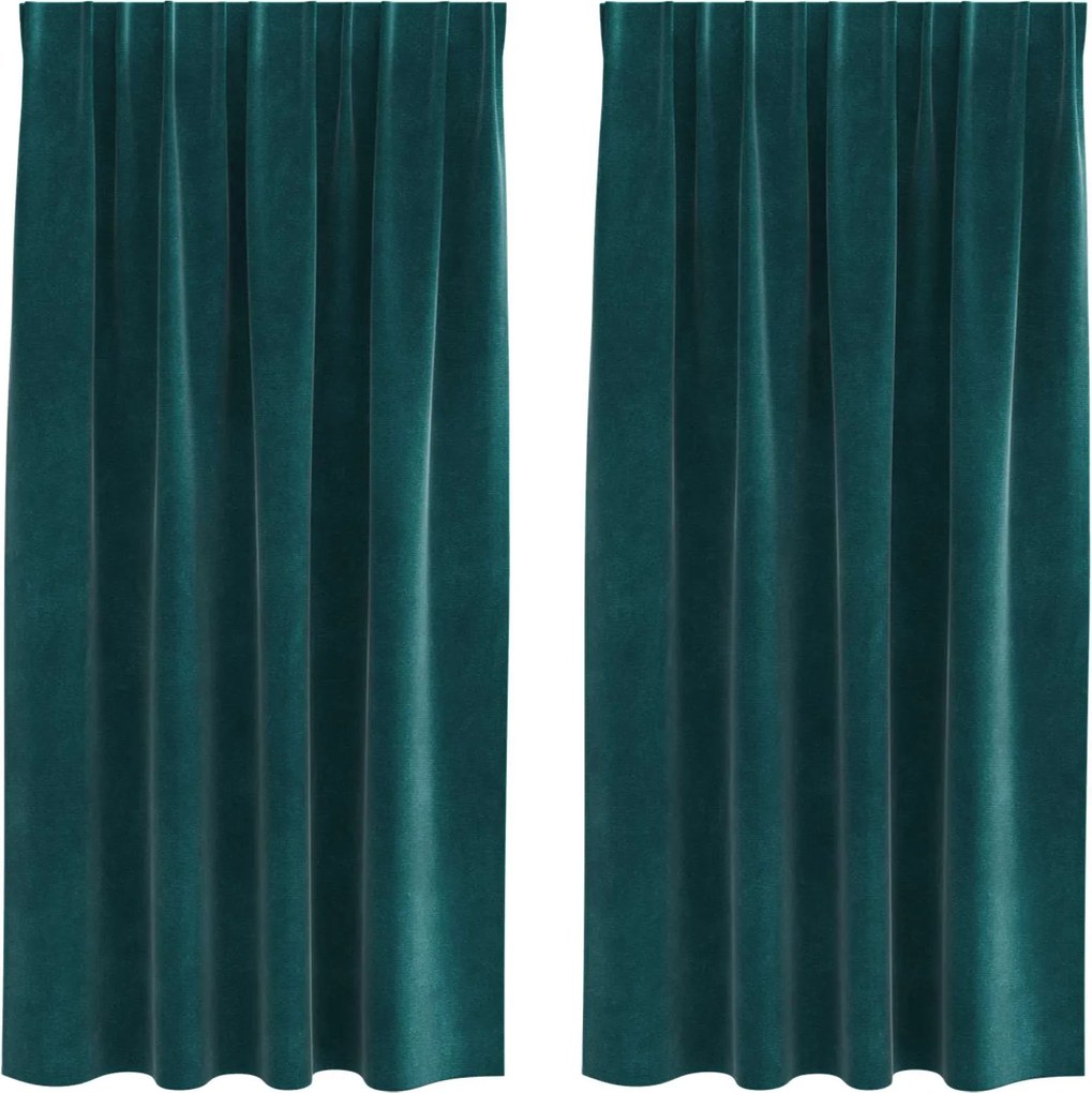 vidaXL Perdele opace 2 pcs Verde închis 140 x 175 cm Catifea