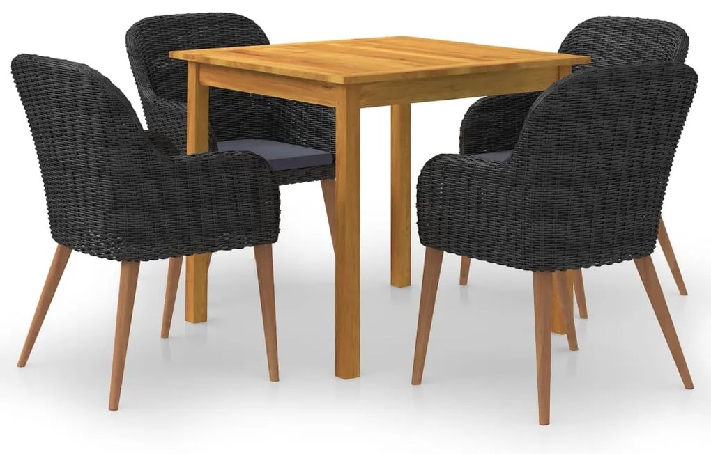 vidaXL Set mobilier de grădină, 5 piese, negru