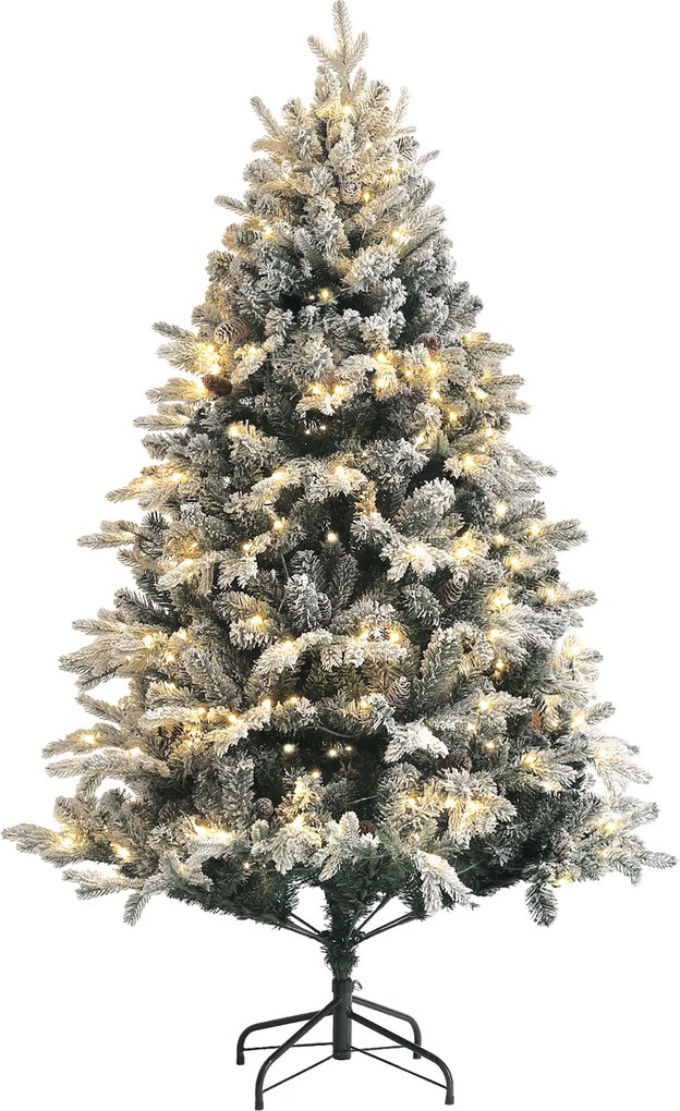 HOMCOM Brad de Crăciun Artificial cu 200 luminițe LED, 793 Ramuri, Crengi Pliabile și Bază Pliabilă, Ø116x180 cm, Verde | Aosom Romania