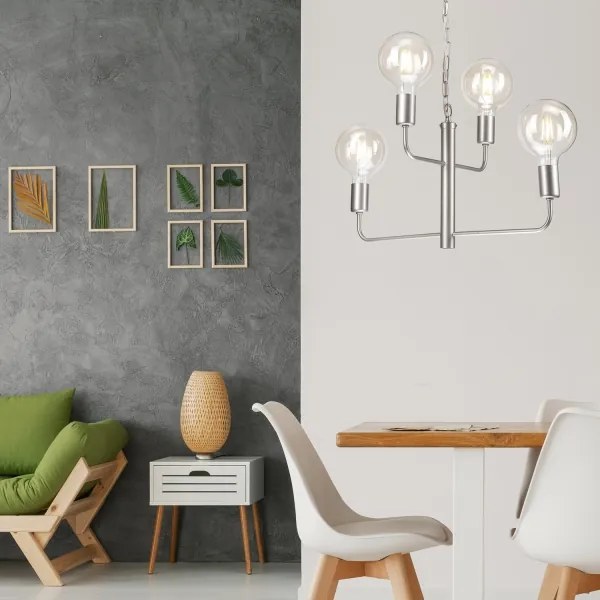 Lustră pe lanț ORLANDO 4xE27/60W/230V argintie