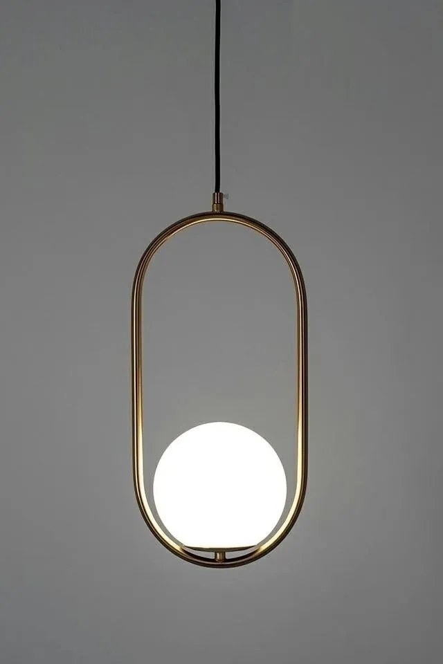 Lustra design miminalist, Metal auriu, Glob Sticla, AURELIA 40