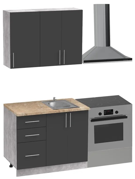 Set mobila bucatarie Festa Pako World Antracit 100x60x85 cm