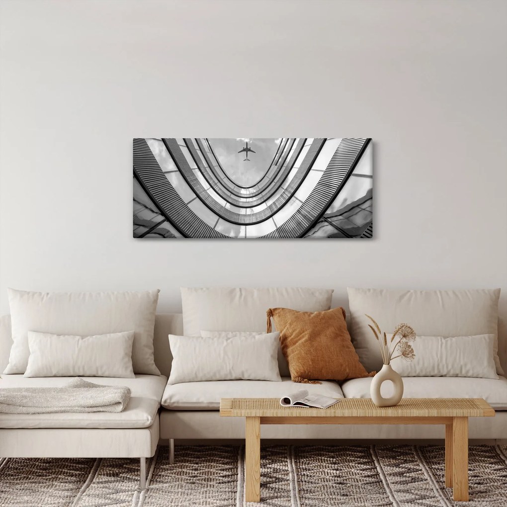 Tablou - Avionul deasupra clădirii (120x50 cm)