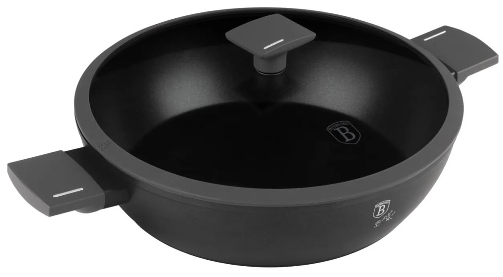 Cratiță cu capac 30 cm, 4.5L – Berlinger Haus Anthracite Collection BH 8129, cu strat antiaderent titan, design modern, gri antracit
