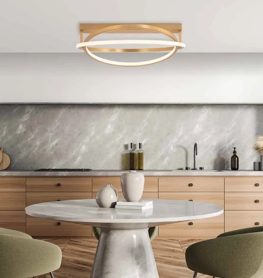Lustra aplicata LED cu doua inele mobile Ceiling auriu, L-60cm