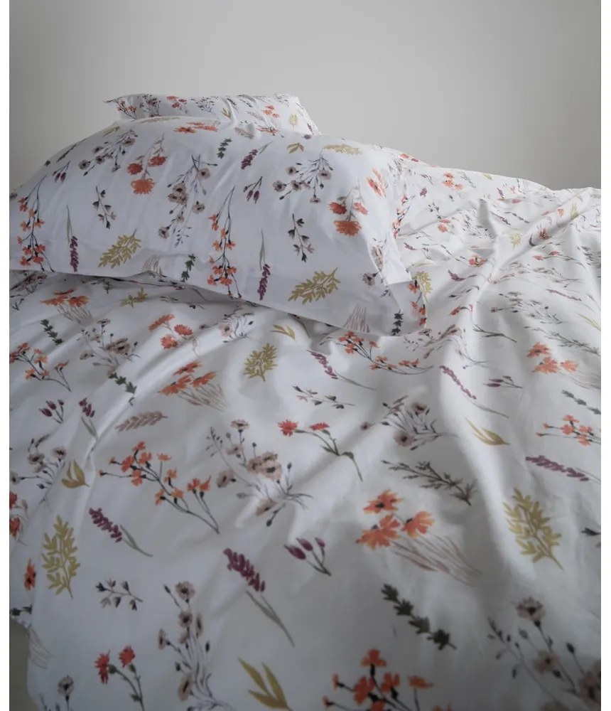 Lenjerie de pat albă din bumbac ranforcé pentru pat dublu, extinsă 240x220 cm Floral Dance Autumn – Mila Home Luxury