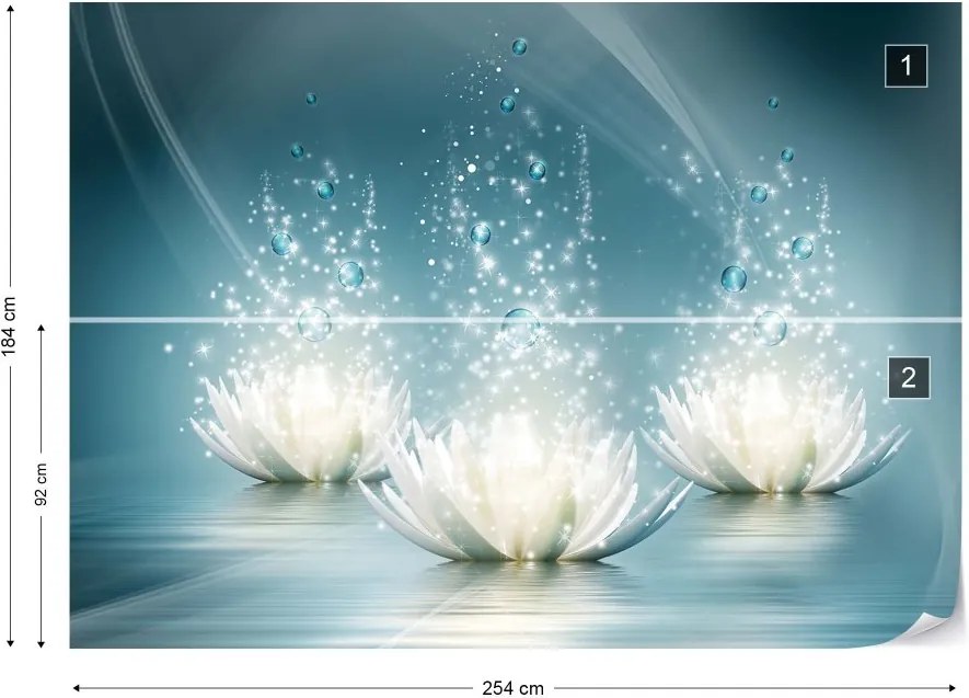 Fototapet GLIX - Spa Flowers Sparkles Blue + adeziv GRATUIT Tapet nețesute - 254x184 cm
