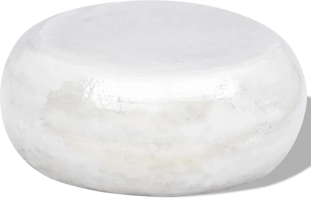 vidaXL Măsuță de cafea din aluminiu bătut la ciocan, argintiu