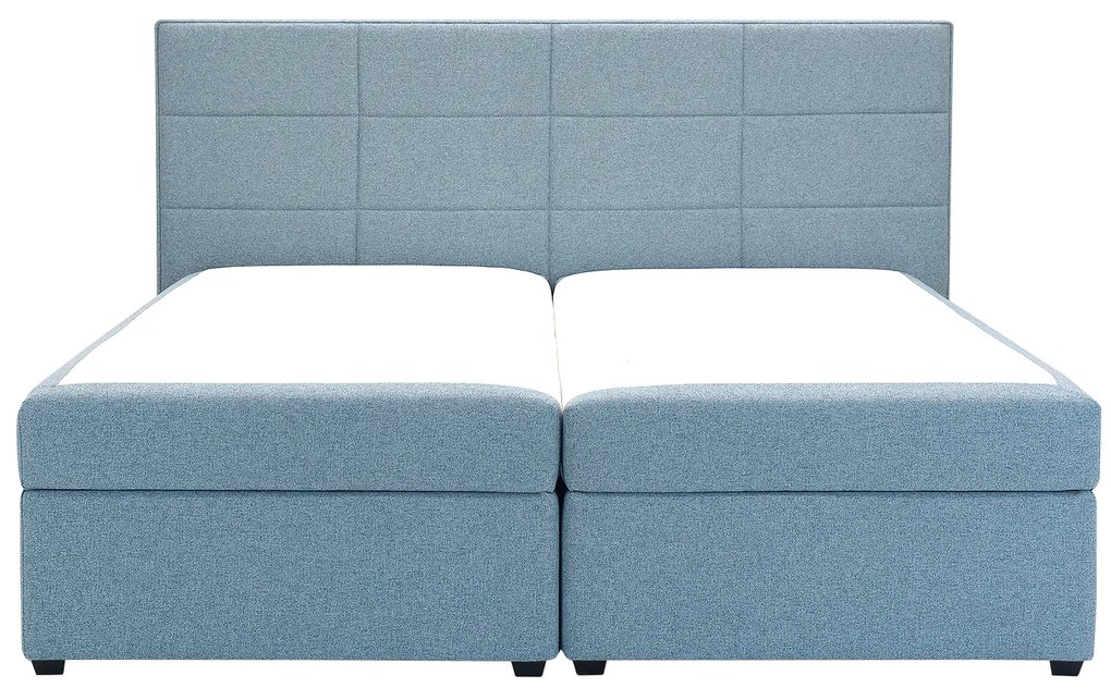 Pat matrimonial Boxspring 180 cm Revenant (albastru) (cu somieră și saltea) (cu sp. depozitare). 1098562