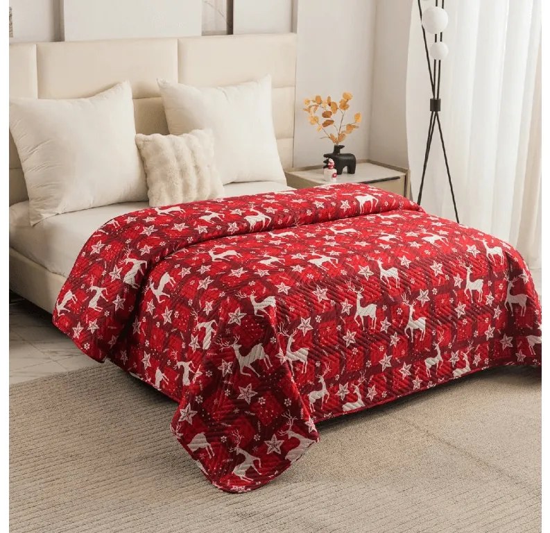 Cuvertura de pat VELVET CHRISTMAS WAVE, rosu Dimensiune: 220 x 240 cm