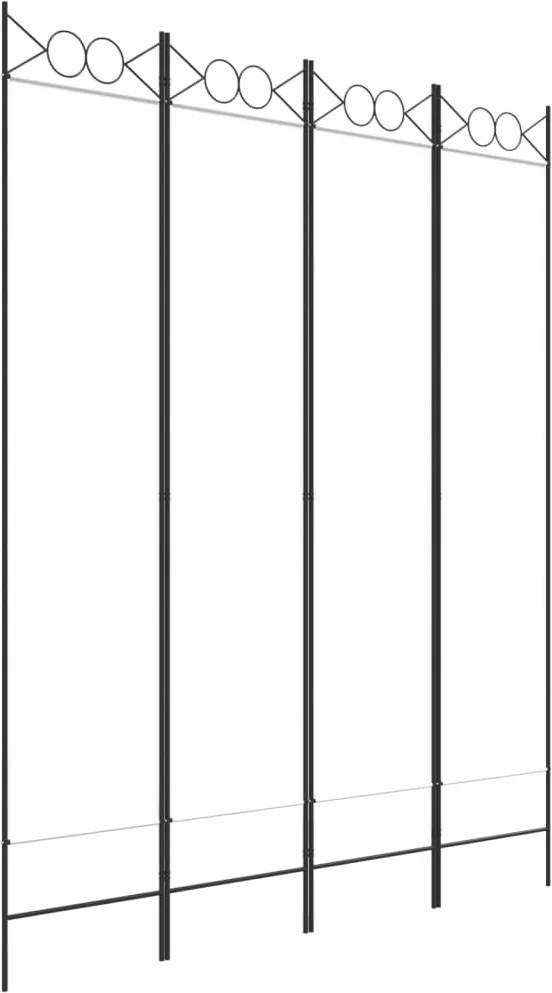 vidaXL Paravan de cameră cu 4 panouri, alb, 160x200 cm, textil