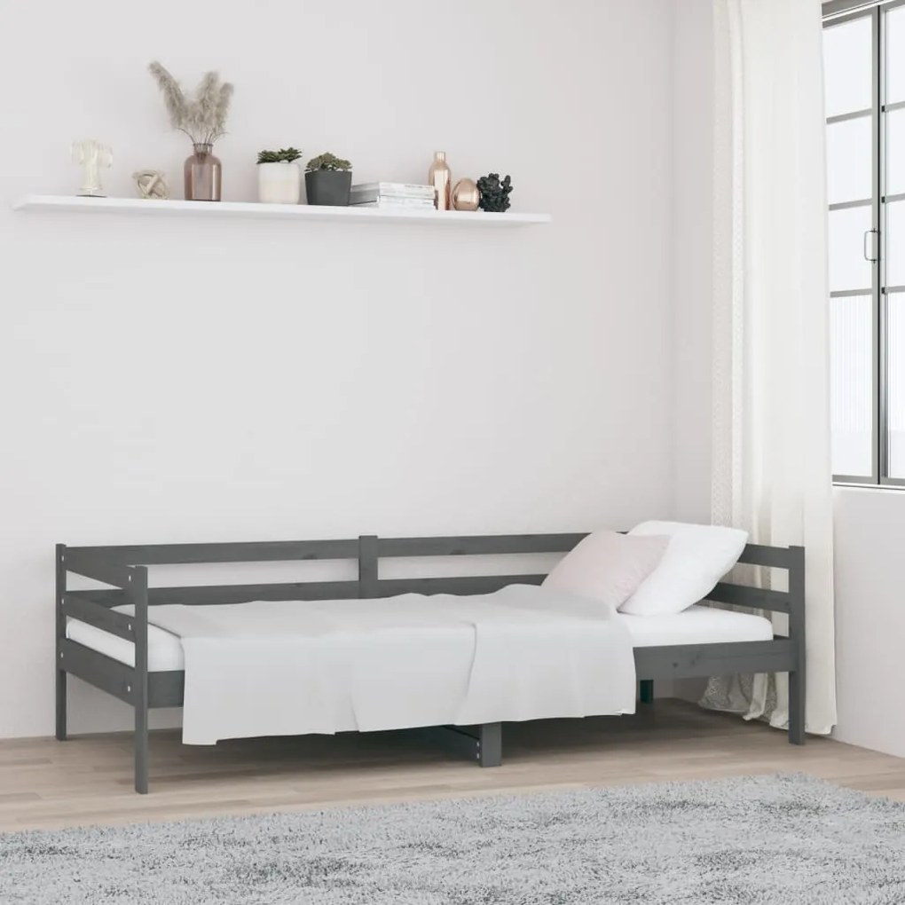 814676 vidaXL Pat de zi, gri, 80x200 cm, lemn masiv de pin