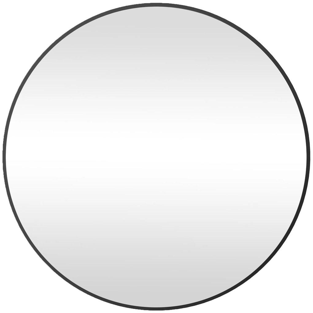 HOMCOM Oglinda rotunda oglinda baie cadru metalic usor de instalat, pentru dormitor, living, intrare, Ø 70 x 2,5 cm negru | Aosom Romania