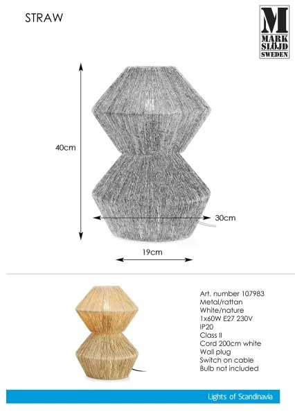 Markslöjd 107983 - Lampă de masă STRAW 1xE27/40W/230V