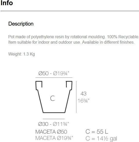 Set de 2 Ghivece plante design decorativ exterior/interior MACETA PLANTER 80×69cm
