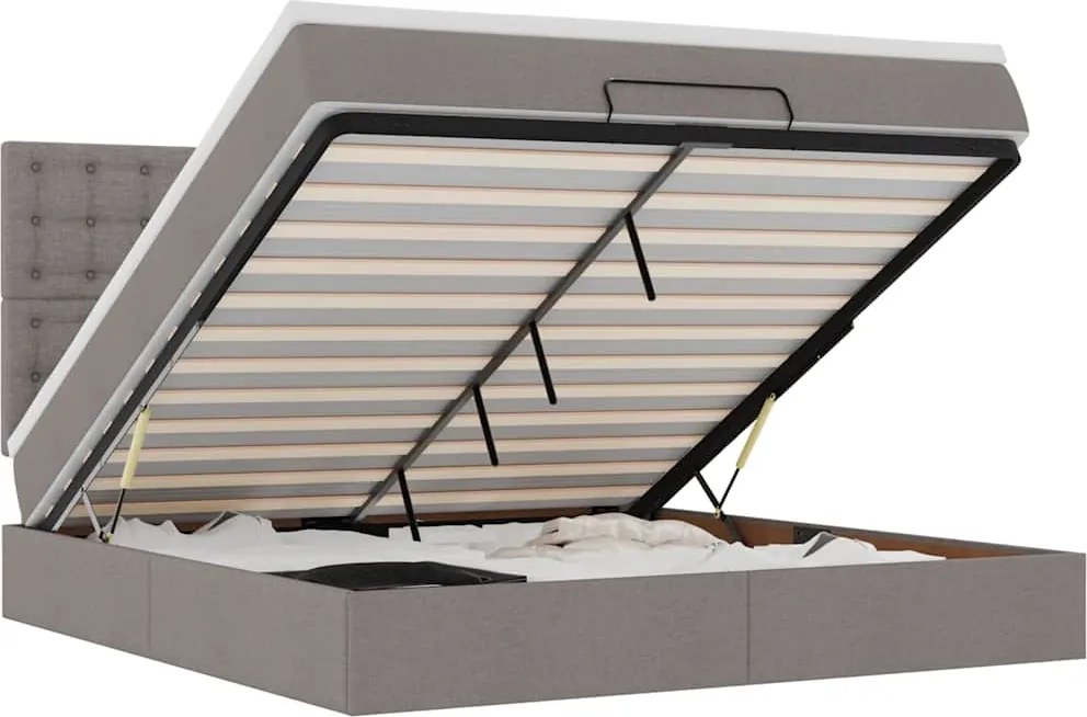 vidaXL Cadru de pat otoman cu saltea Taupe 160x200cm Material