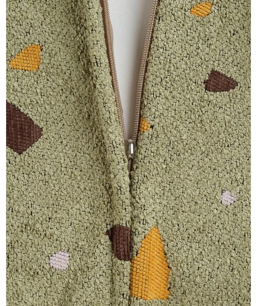 Fotoliu puf pentru copii verde cu tapițerie din țesătură bouclé/cu tapițerie din chenille Terrazzo Chair – Wigiwama