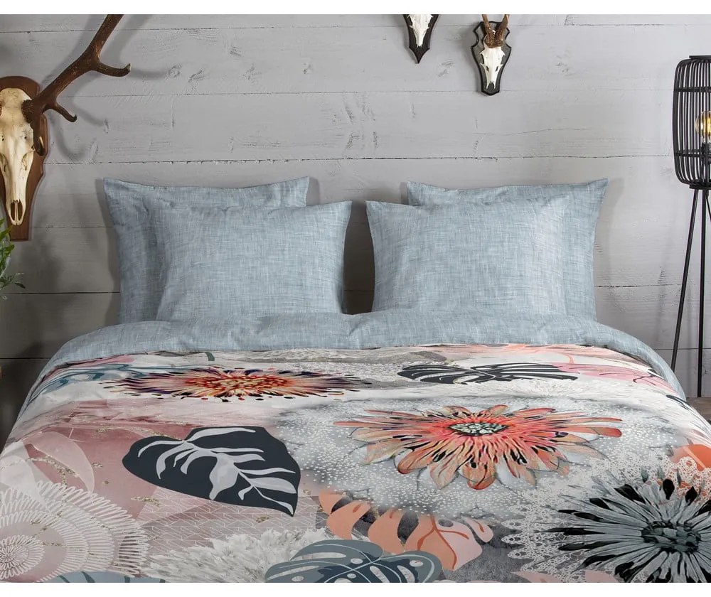 Lenjerie de pat gri din flanelă pentru pat de o persoană 140x200 cm Ralvira – HIP