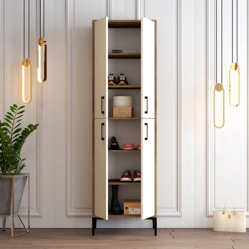Comodă pentru pantofi Berlin A - Walnut, Cream