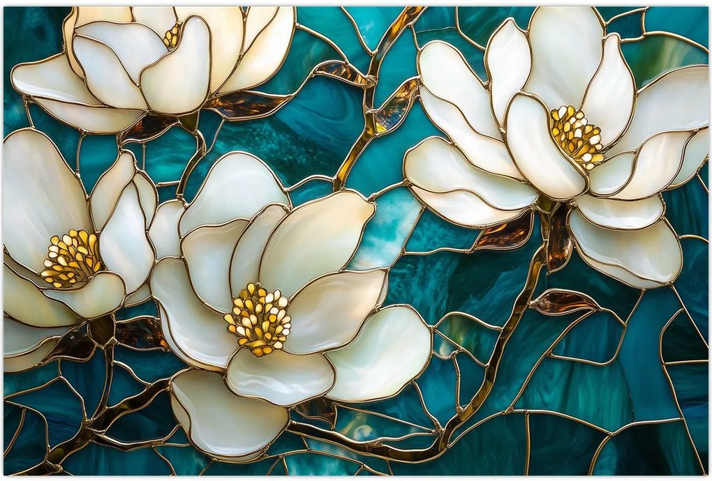 Tablou - Vitraliu cu magnolie (90x60 cm)