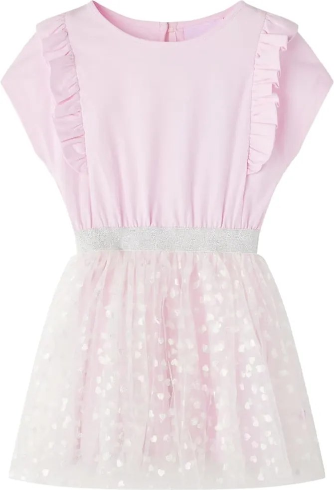 vidaXL Rochie copii volane, roz deschis, 116