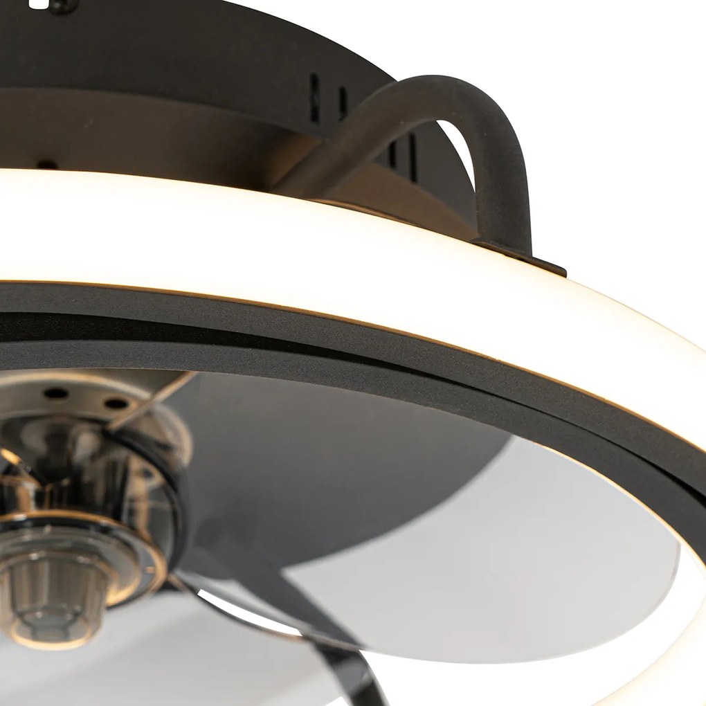Ventilator de tavan negru 46,5 cm, inclusiv LED cu telecomandă - Kees