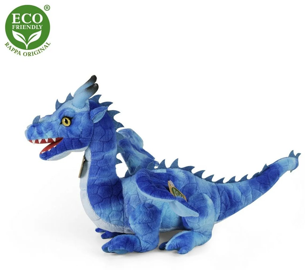 Jucărie pluș Rappa dragon albastru, 40 cm  ECO-FRIENDLY