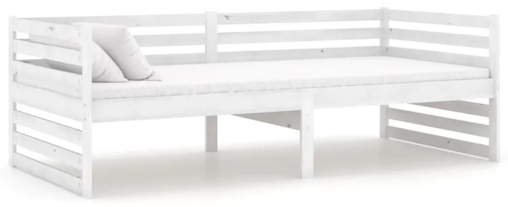 806946 vidaXL Pat de zi, alb, 90x200 cm, lemn masiv de pin