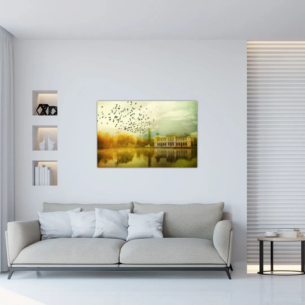 Tablou peisajului pictat cu sediul (90x60 cm)