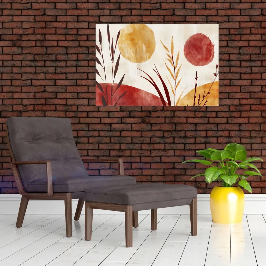 Tablou - Plante și cercuri (90x60 cm)