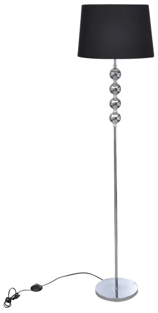 Lampa de podea abajur suport inalt, 4 bile decorative, negru 1, Negru, 1
