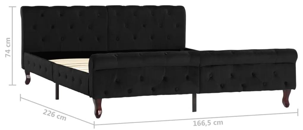 Cadru de pat, negru, 160 x 200 cm, catifea Negru, 160 x 200 cm