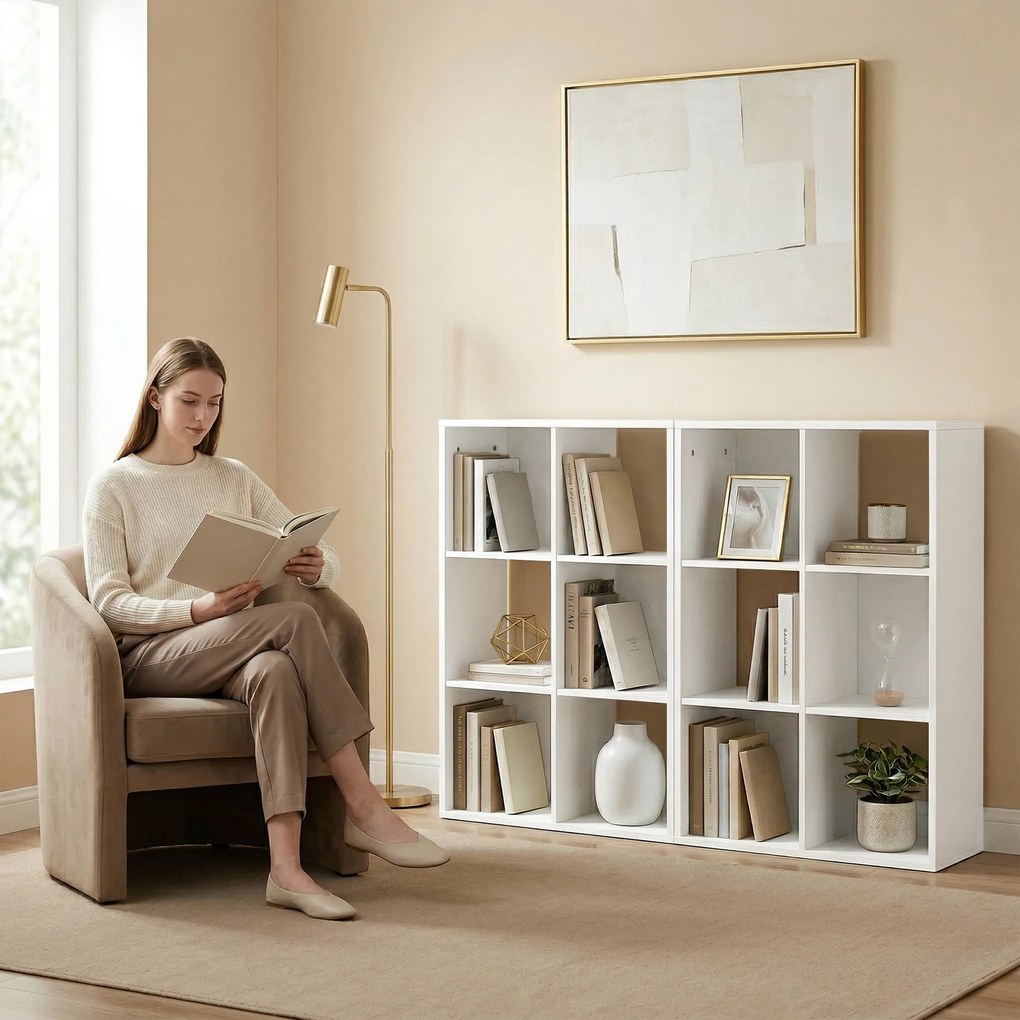 HOMCOM Raft pentru cărți, raft vertical cu 3 niveluri, raft îngust cu dispozitiv anti-răsturnare, unitate de depozitare pentru living, dormitor, birou, Alb | Aosom Romania