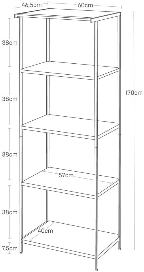 Etajeră alb mat din oțel 60x170x46,5 cm Tower – YAMAZAKI