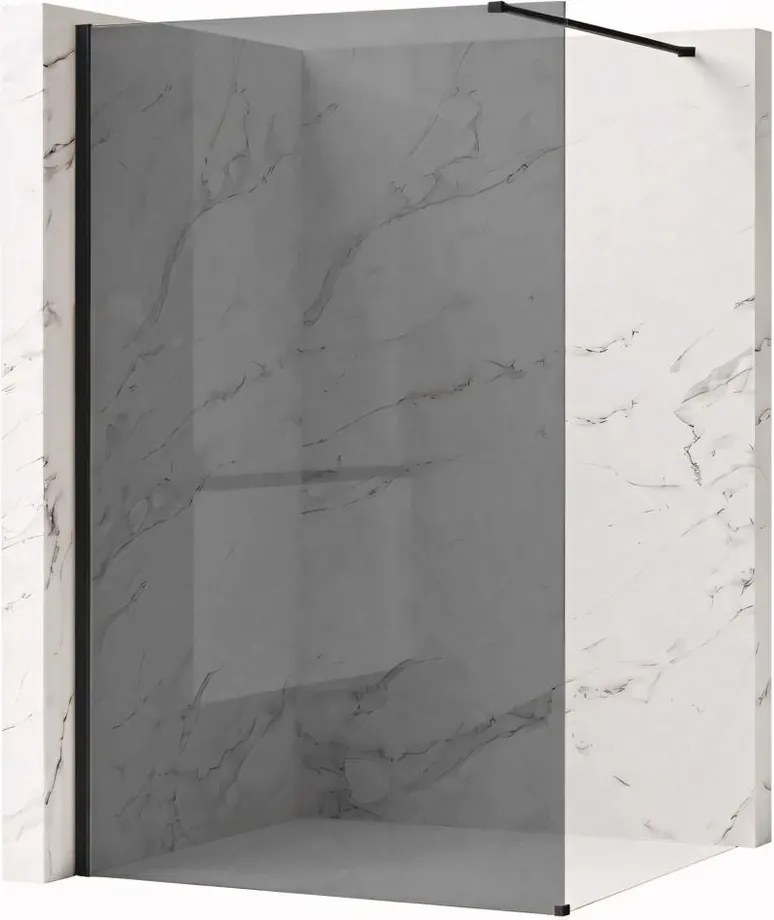 Paravan de dus fumuriu Rea Flexi Grey 130 cm negru